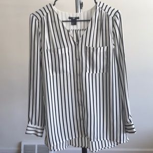 H&M black and white striped button down blouse